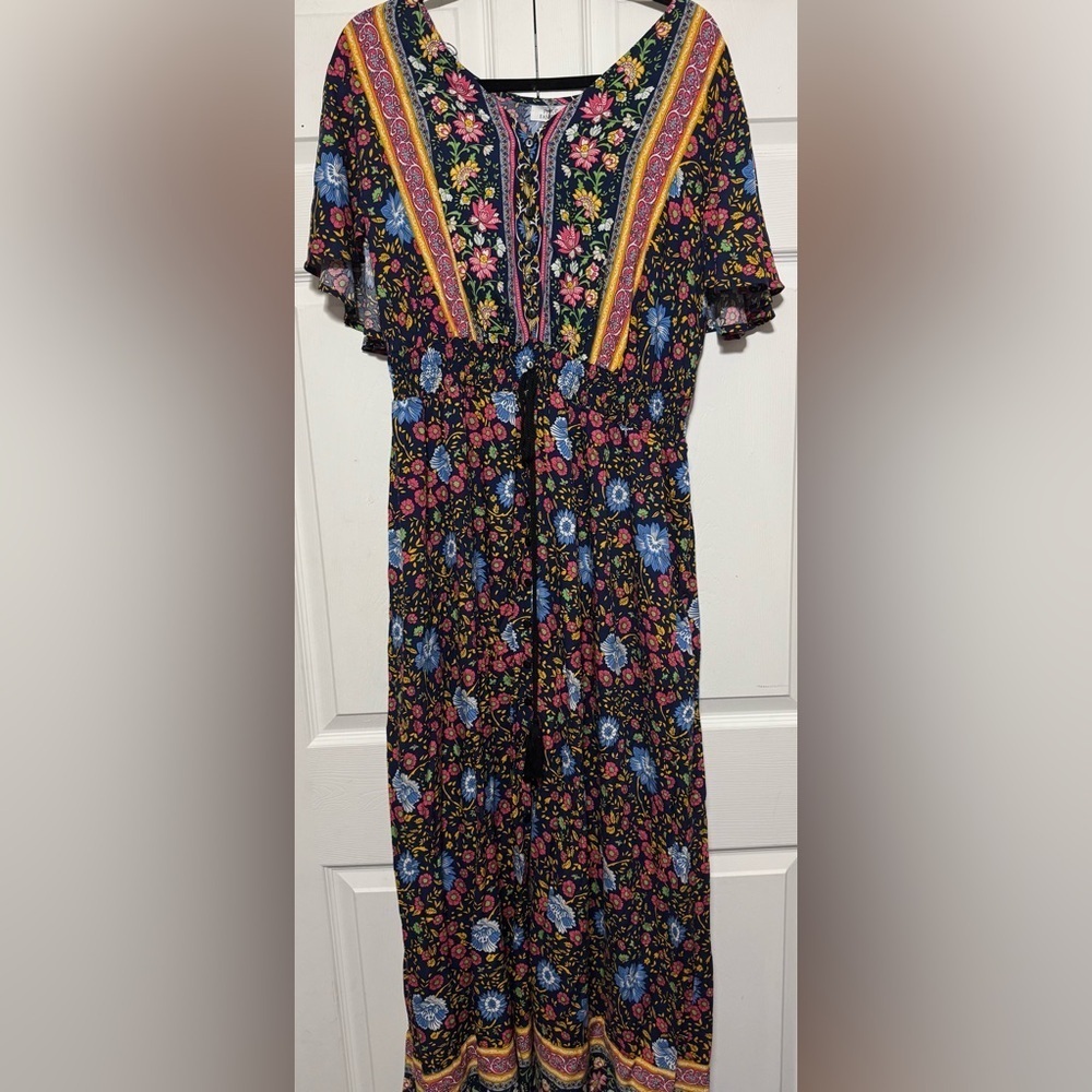 Pinup Fashion Women’s Floral Multicolor Maxi Dress. Sz 20